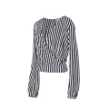 High Quality Custom Striped V Neck Loose Lady'S T-Shirts Blouse Casual Tops For Women